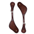 Cargar la imagen en la vista de la galería, Tahoe Hand Tooled Basket Weave Leather Western Spur Straps Unisex Pair