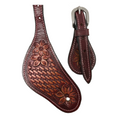 Cargar la imagen en la vista de la galería, Tahoe Hand Tooled Basket Weave Leather Western Spur Straps Unisex Pair