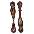 Load image into Gallery viewer, Tahoe Hand Tooled Leather Western Spur Straps with Feather Design Unisex Pair