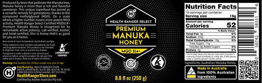 Premium Manuka Honey MGO 514+ (15+ NPA) 8.8 fl oz (250g)