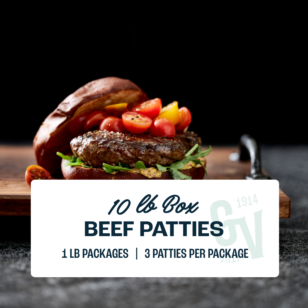 Grass Fed Beef Patties – 10 LB Box from Grandview Ranch, Iowa