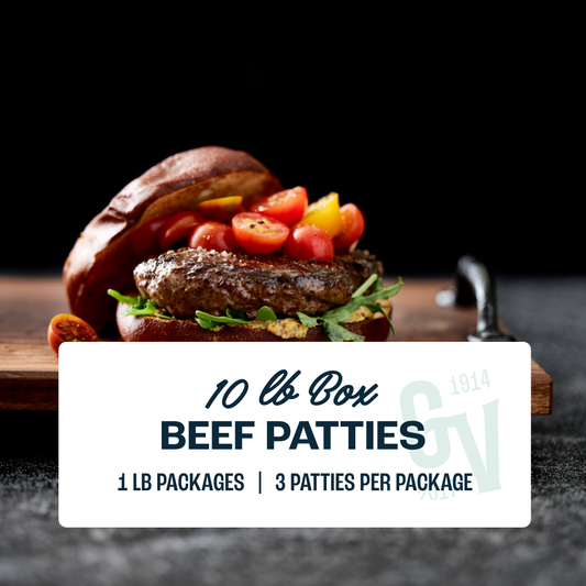 Grass Fed Beef Patties – 10 LB Box from Grandview Ranch, Iowa