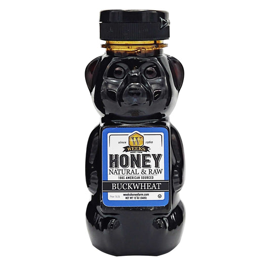 Raw Buckwheat Honey - Pure, All-Natural, Antioxidant-Rich, Dark & Robust Molasses Flavor for Coffee, Waffles, BBQ Sauce | Weeks Honey Farm