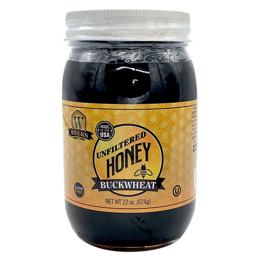 Minnesota, North and South Dakota, Raw Buckwheat Honey - Pure, All-Natural, Antioxidant-Rich, Dark & Robust Molasses Flavor for Coffee, Waffles, BBQ Sauce | Weeks Honey Farm