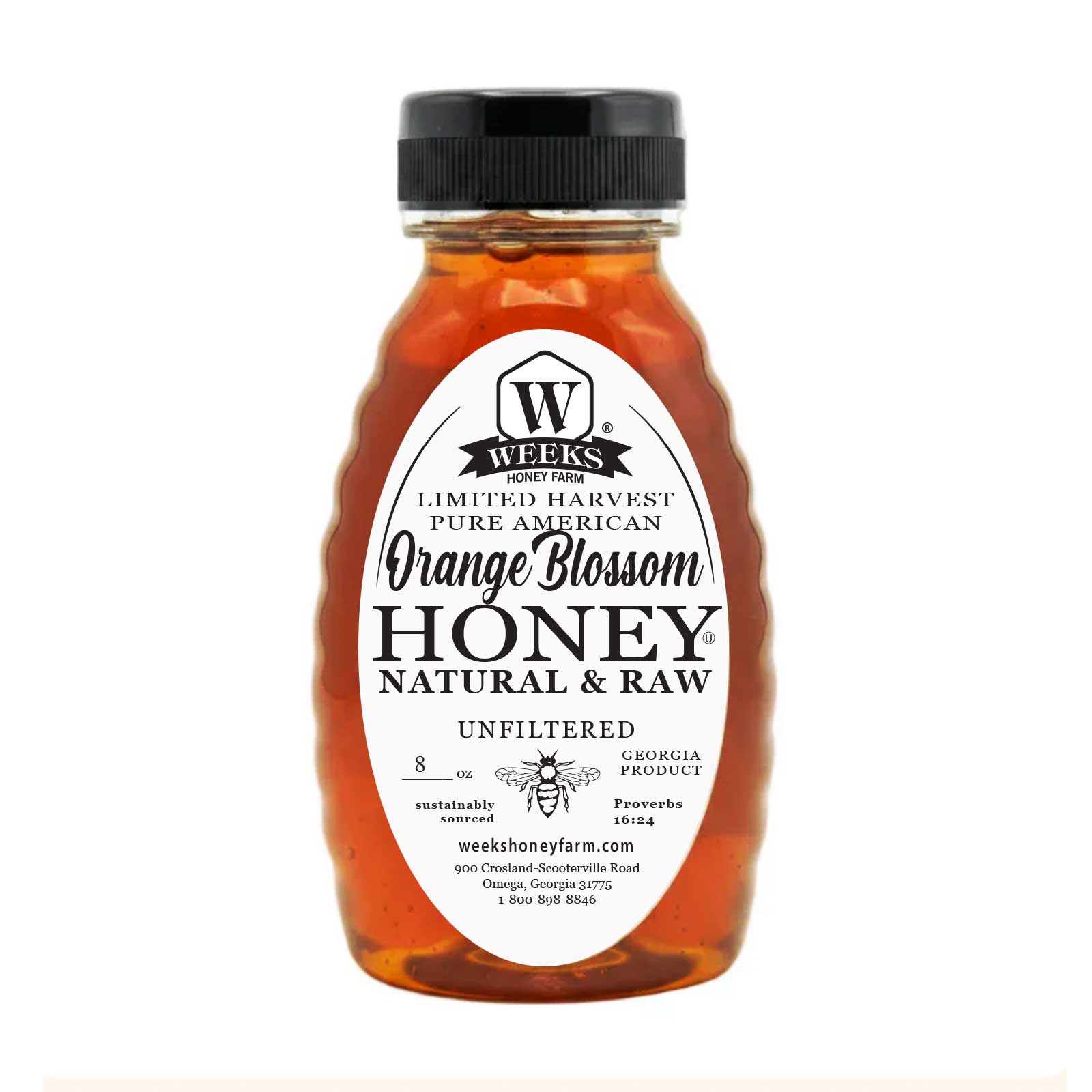 Pure Raw American Orange Blossom Honey - Unfiltered, All-Natural Citrus Sweetness