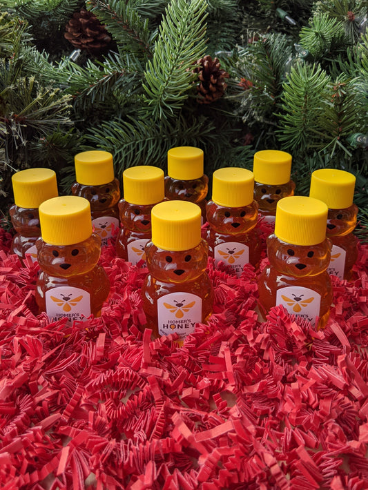 10 Raw Honey Mini Bears - 2 oz., Homer's Honey Bees Utah