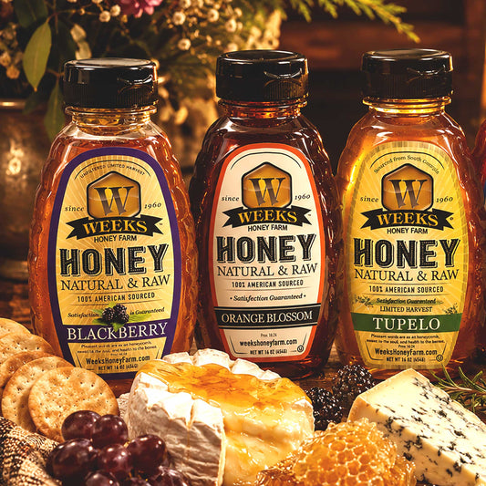Mono-Floral Honey Trio – Blackberry, Orange Blossom & Tupelo (3 x 16 oz)
