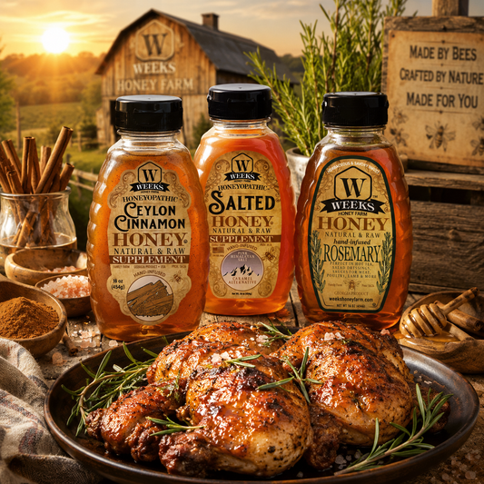 Infused Honey Trio – Ceylon Cinnamon, Rosemary & Salted Honey (3 x 16 oz)