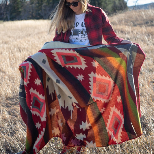 Andean Alpaca Wool Blanket - Rojo