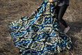 Load image into Gallery viewer, Andean Alpaca Wool Blanket - Blue Chakana
