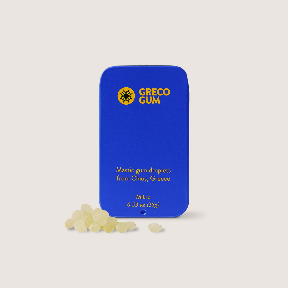 Mastic gum droplets