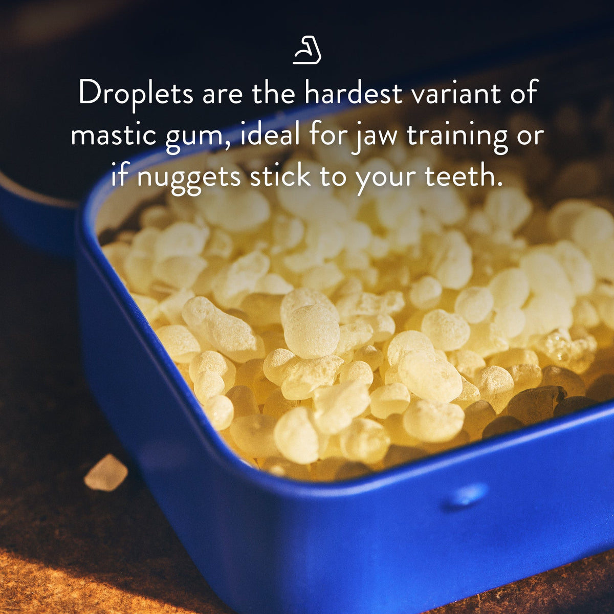 Mastic gum droplets