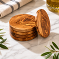 Cargar la imagen en la vista de la galería, Round Circle Olive Wood Coasters

