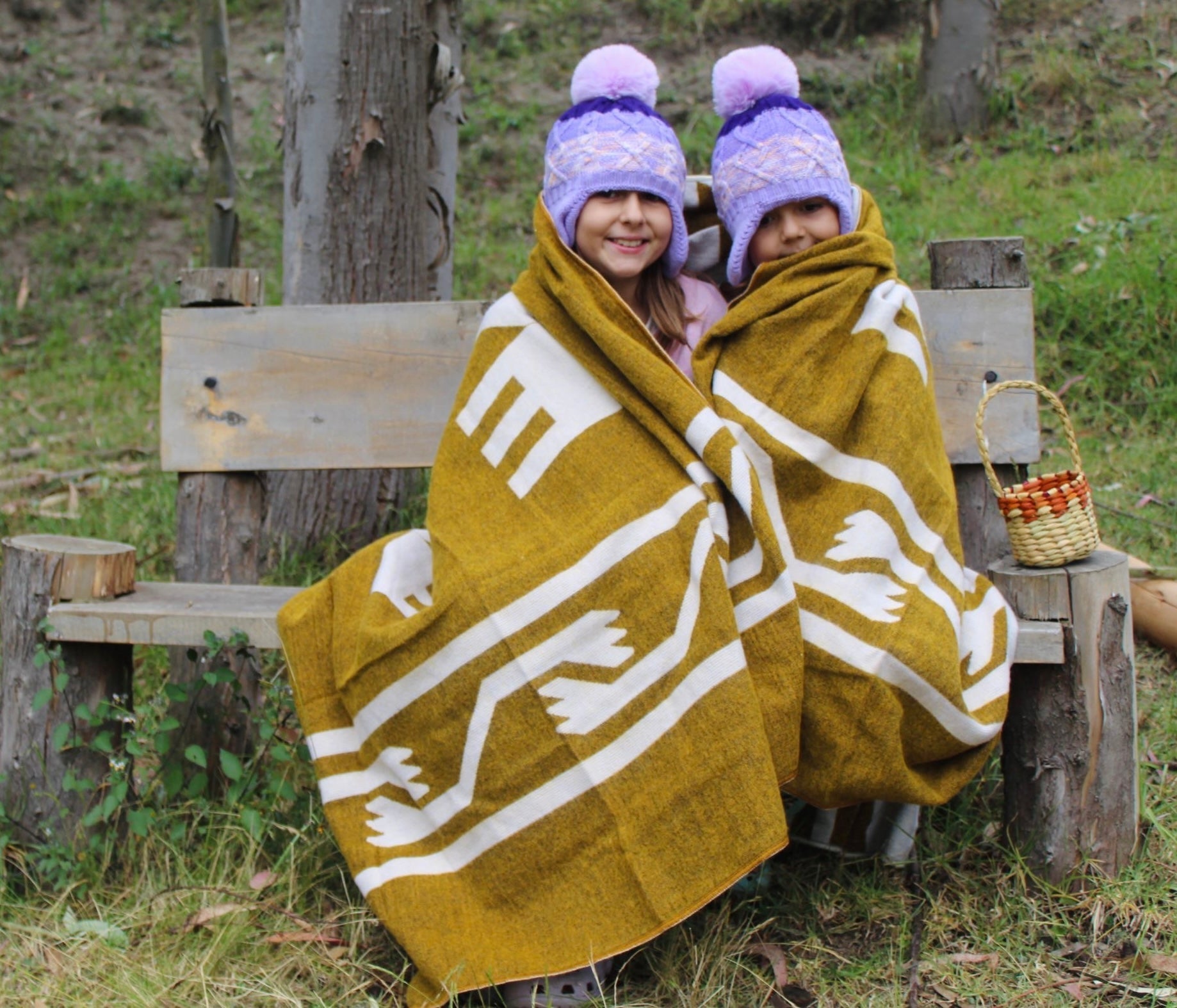 La Eva Blanket-Mustard; Alpaca Wool and Recycled Acrylic fibers, 90" x 79"
