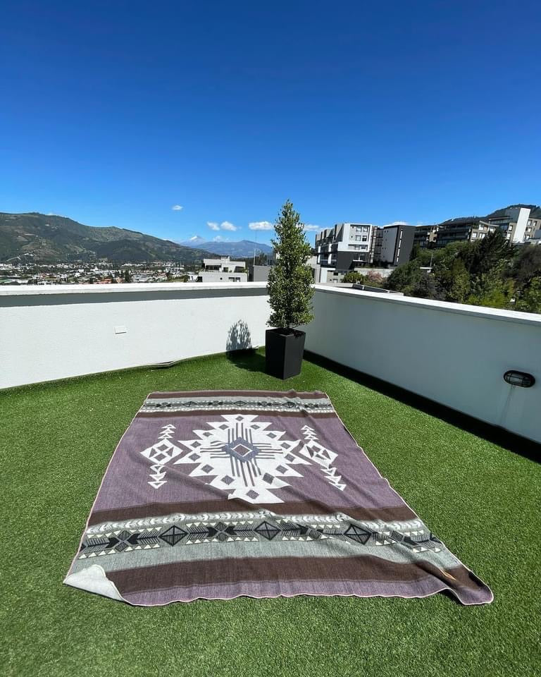 Inca Blanket, Desert Sand: Alpaca Wool, Recycled Acrylic, Fair Trade 89"  79"