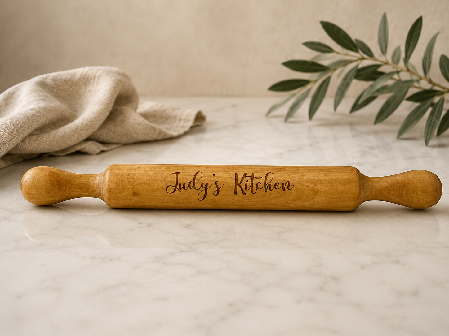 Olive Wood Rolling Pin With Handles
