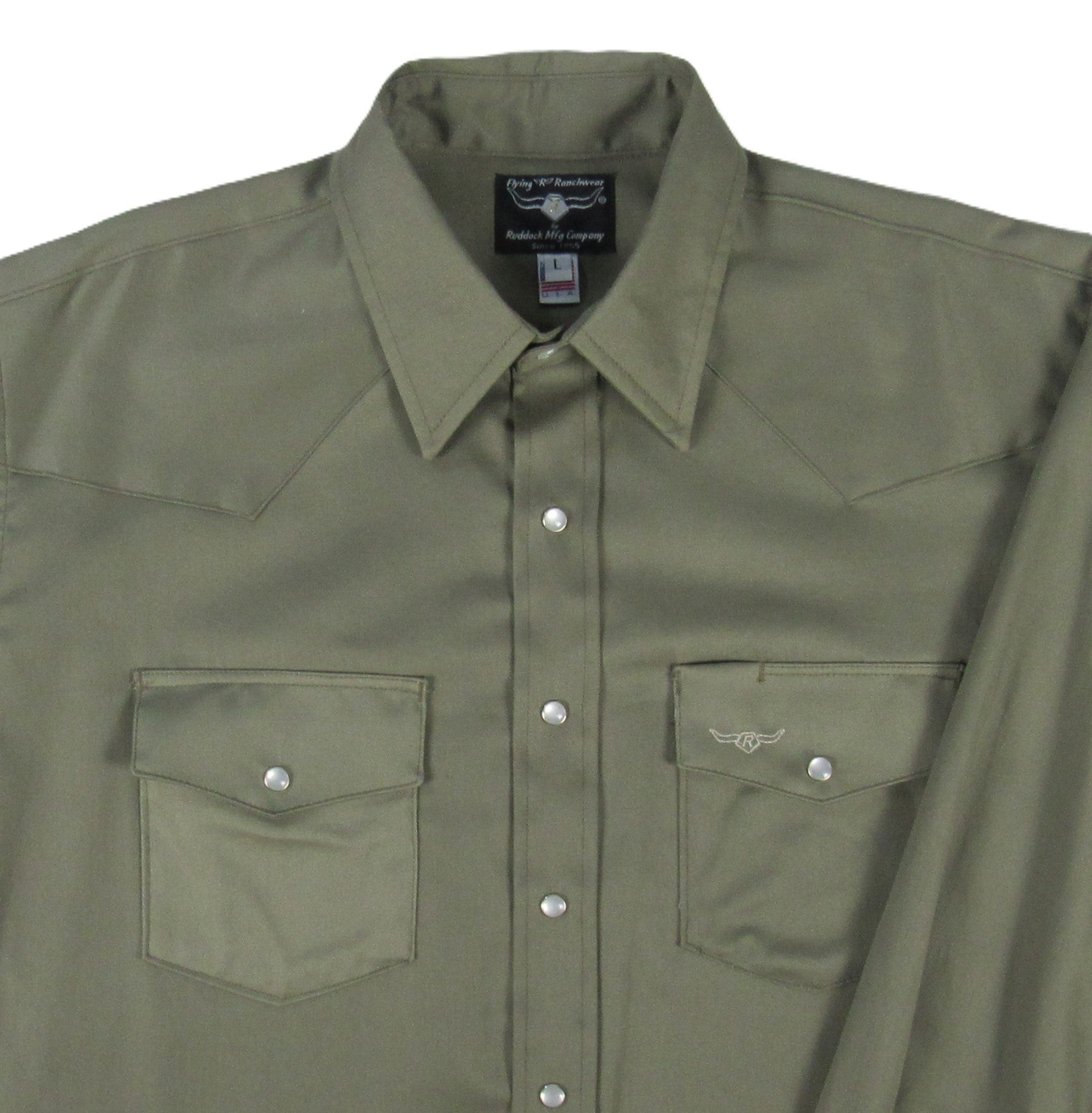 Flying R Ranchwear - Prairie Twill Solid - Safari Green - Long Sleeve - Snaps - Classic Fit
