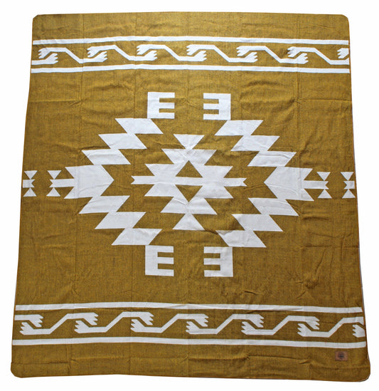 La Eva Blanket-Mustard; Alpaca Wool and Recycled Acrylic fibers, 90" x 79"