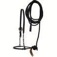 Cargar la imagen en la vista de la galería, Tahoe 3/8" Bosal with Leather Hanger and Ferrules – Complete Equestrian Set with 23 Ft Quality Rope Mecate & Horsehair Tassel
