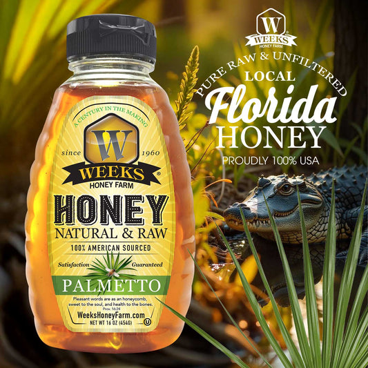 Weeks Pure, Raw & Unfiltered Saw Palmetto Honey, USA