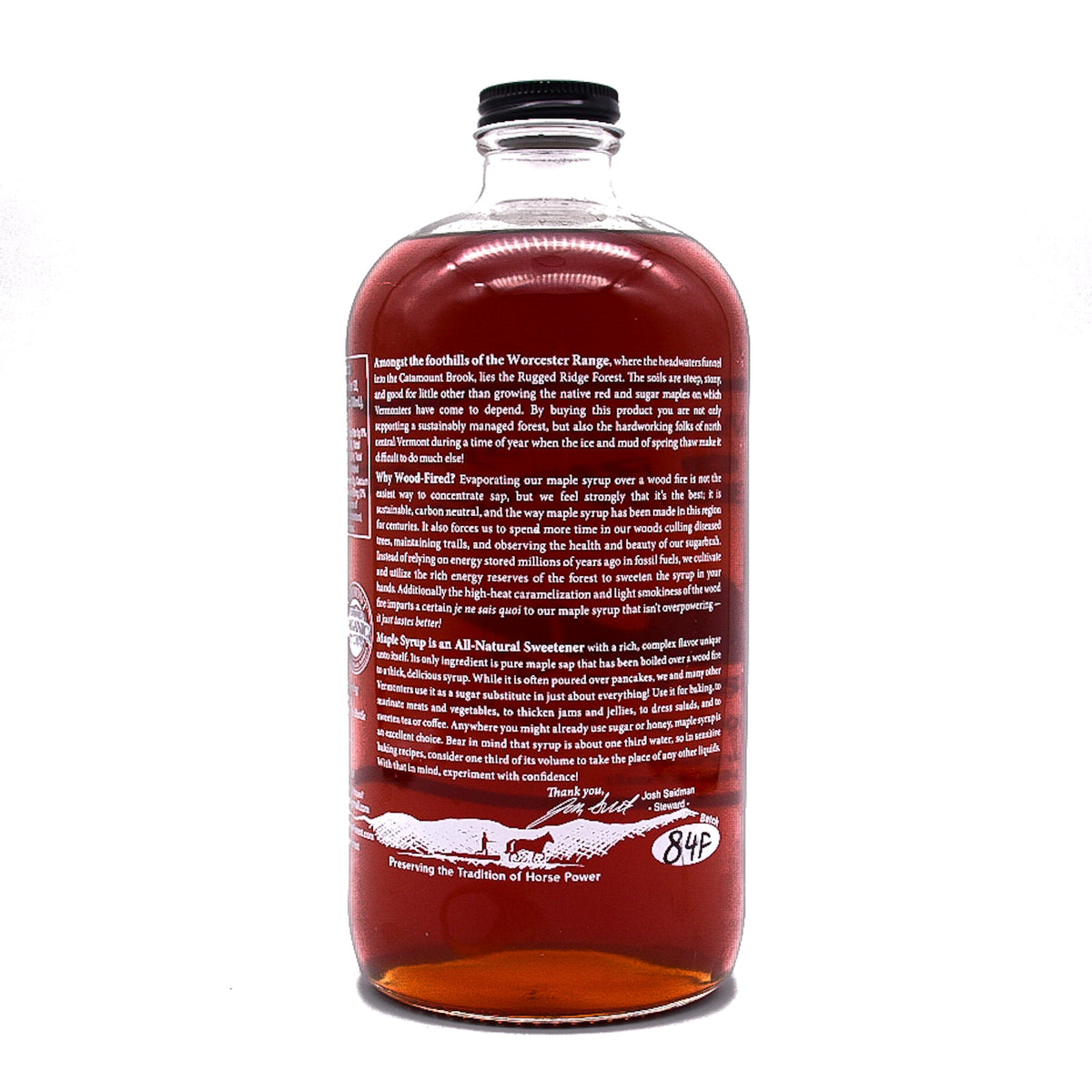 Wood-Fired Maple Syrup Case of Quarts (6/case) FREE SHIPPING!