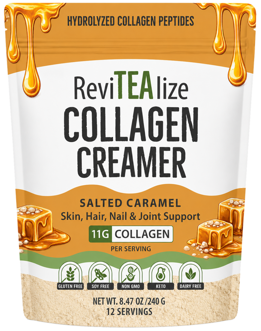 Collagen Creamer for Coffee - Grass Fed Collagen Peptides Powder with MCT Oil for Hair, Skin, Nails & Joint Support - Salted Caramel