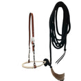 Cargar la imagen en la vista de la galería, Tahoe 3/8" Bosal with Leather Hanger and Ferrules – Complete Equestrian Set with 23 Ft Quality Rope Mecate & Horsehair Tassel
