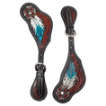 Load image into Gallery viewer, Tahoe Hand Tooled Leather Western Spur Straps with with Feather and Flower Design Unisex Pair
