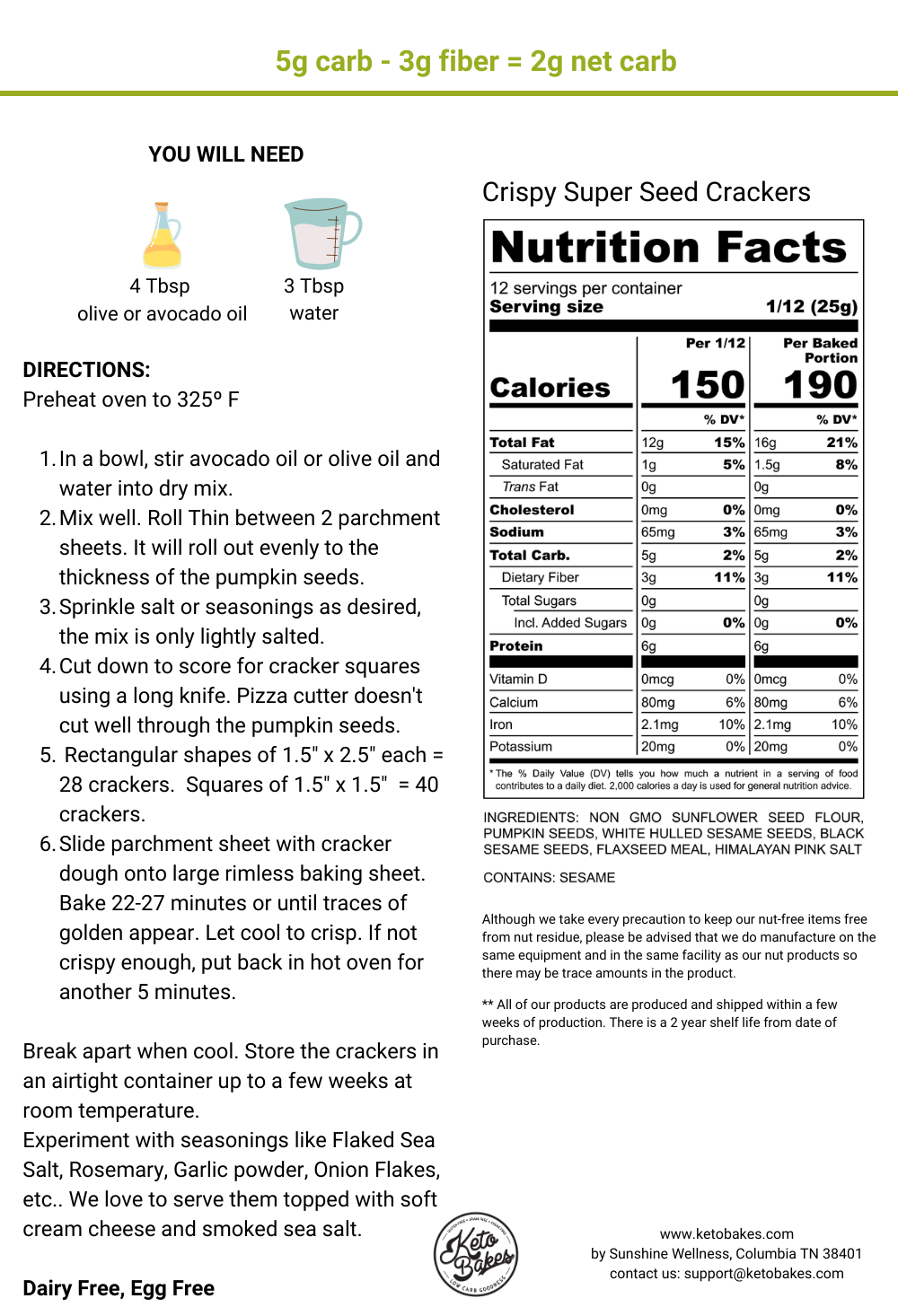 Crispy Super Seed Crackers - 2g net carb