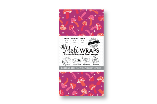 Beeswax Food Wrap - Purple Mushroom Print