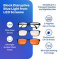 Cargar la imagen en la vista de la galería, Versa Blue Light Blocking Glasses – with Interchangeable 50% and 99% Blocking Lenses
