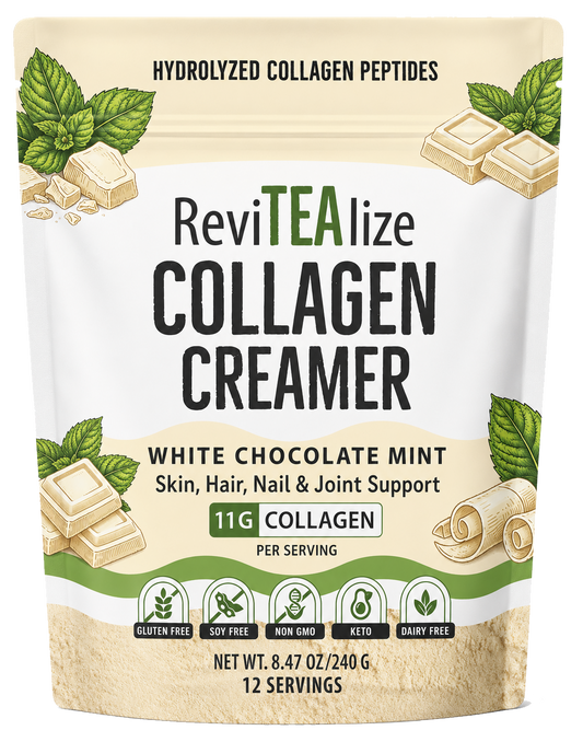 Collagen Creamer for Coffee - Grass Fed Collagen Peptides Powder with MCT Oil for Hair, Skin, Nails & Joint Support - White Chocolate Mint