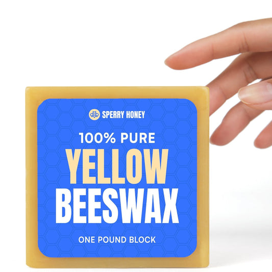 Sperry Honey - Beeswax Block - 1 lb - North Dakota Beekeepers - Yellow - For Candle Making & Wood Finish