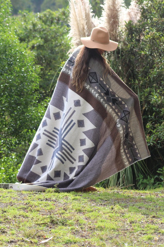 Inca Blanket, Desert Sand: Alpaca Wool, Recycled Acrylic, Fair Trade 89"  79"
