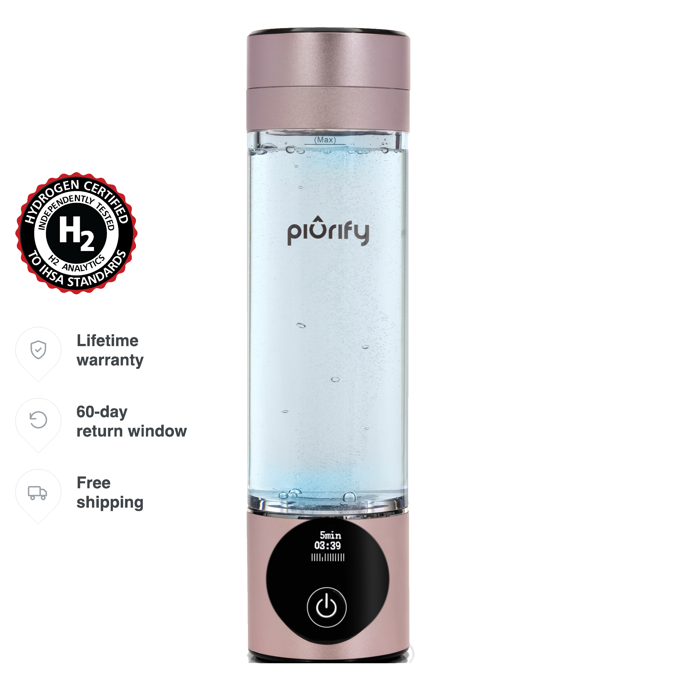 PIURIFY Hydrogenator® Hydrogen Water Bottle - Pink