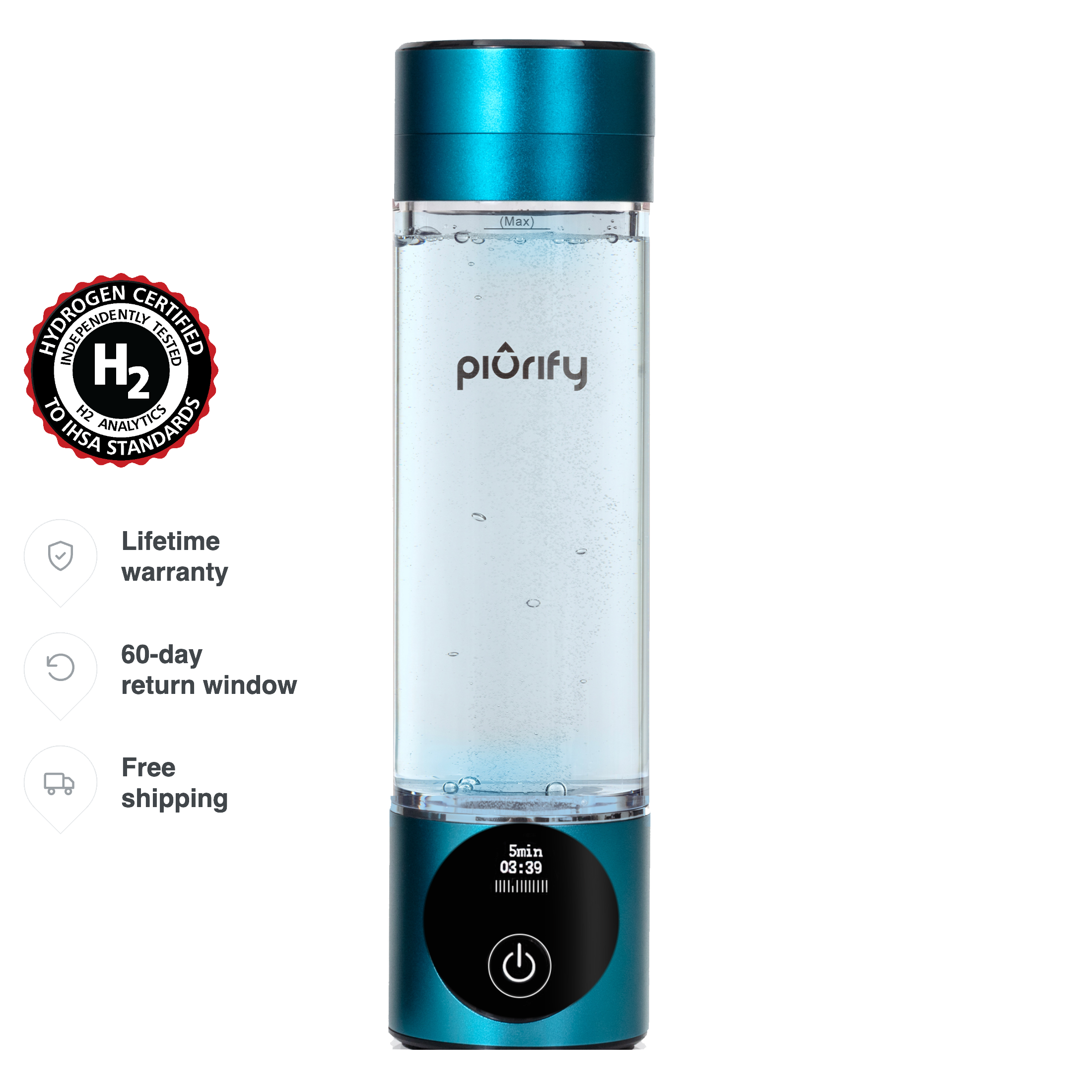PIURIFY Hydrogenator® Hydrogen Water Bottle - Turquoise
