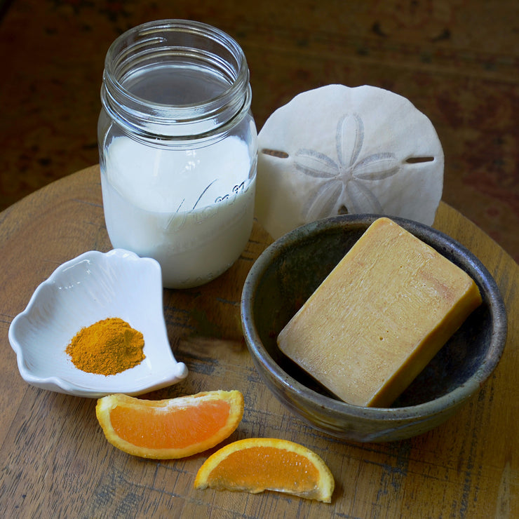 Jabón de leche de burra con cúrcuma y naranja, 4,5 oz